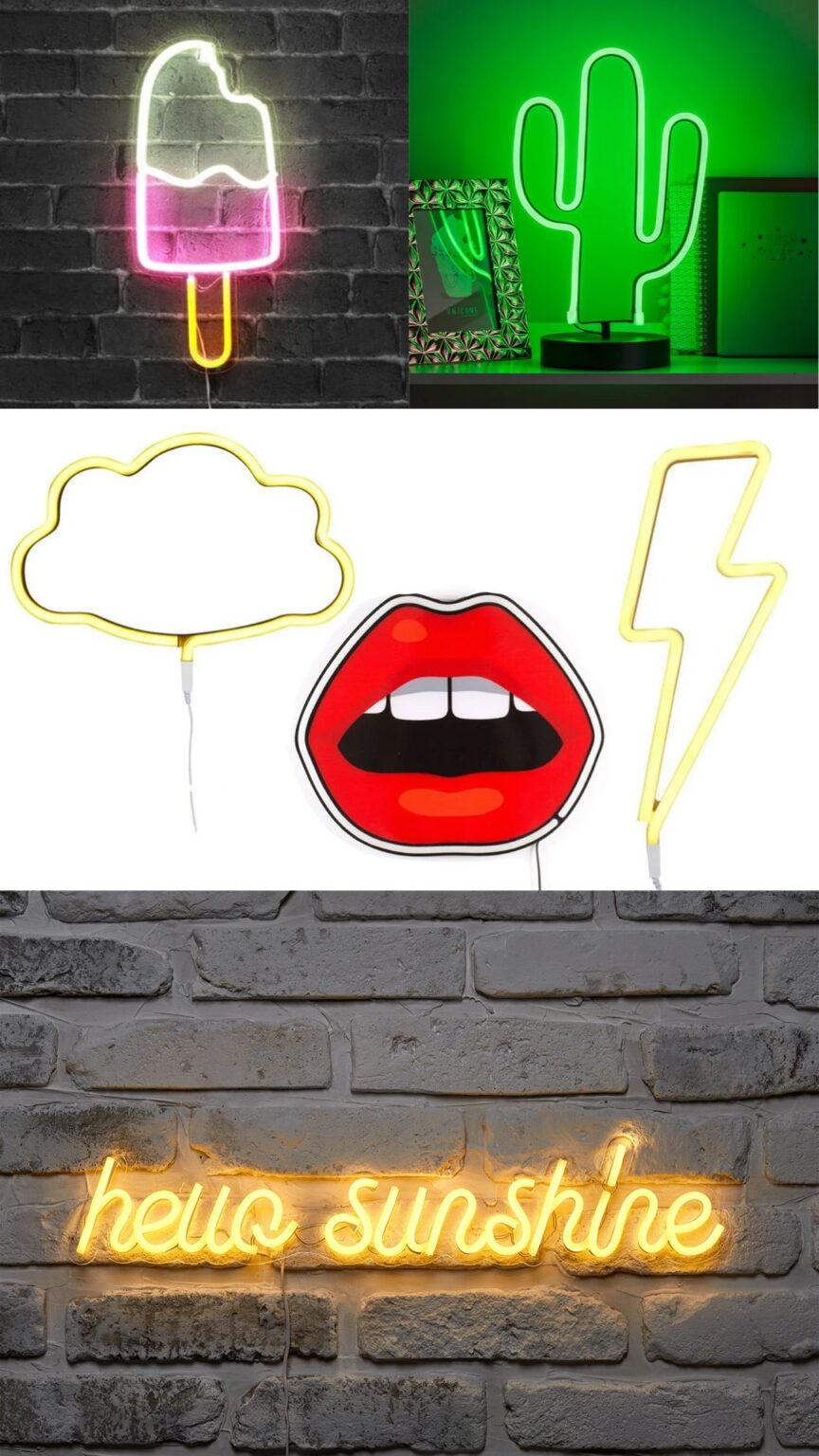 lampe néon chambre glace cactus bois éclair idée cadeau fille ado