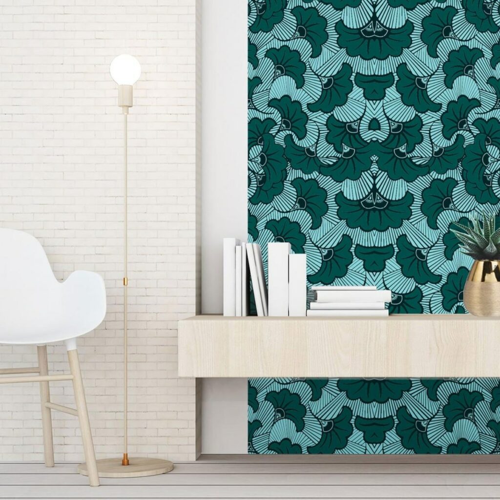 papier peint wax coloré bureau - blog déco - clemaroundthecorner