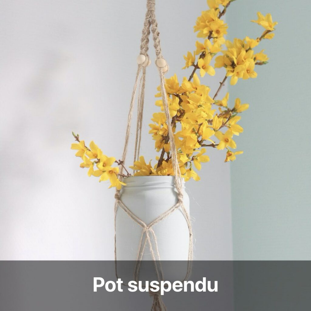 pot suspendu porte-plante macramé diy idée déco bohème mariage