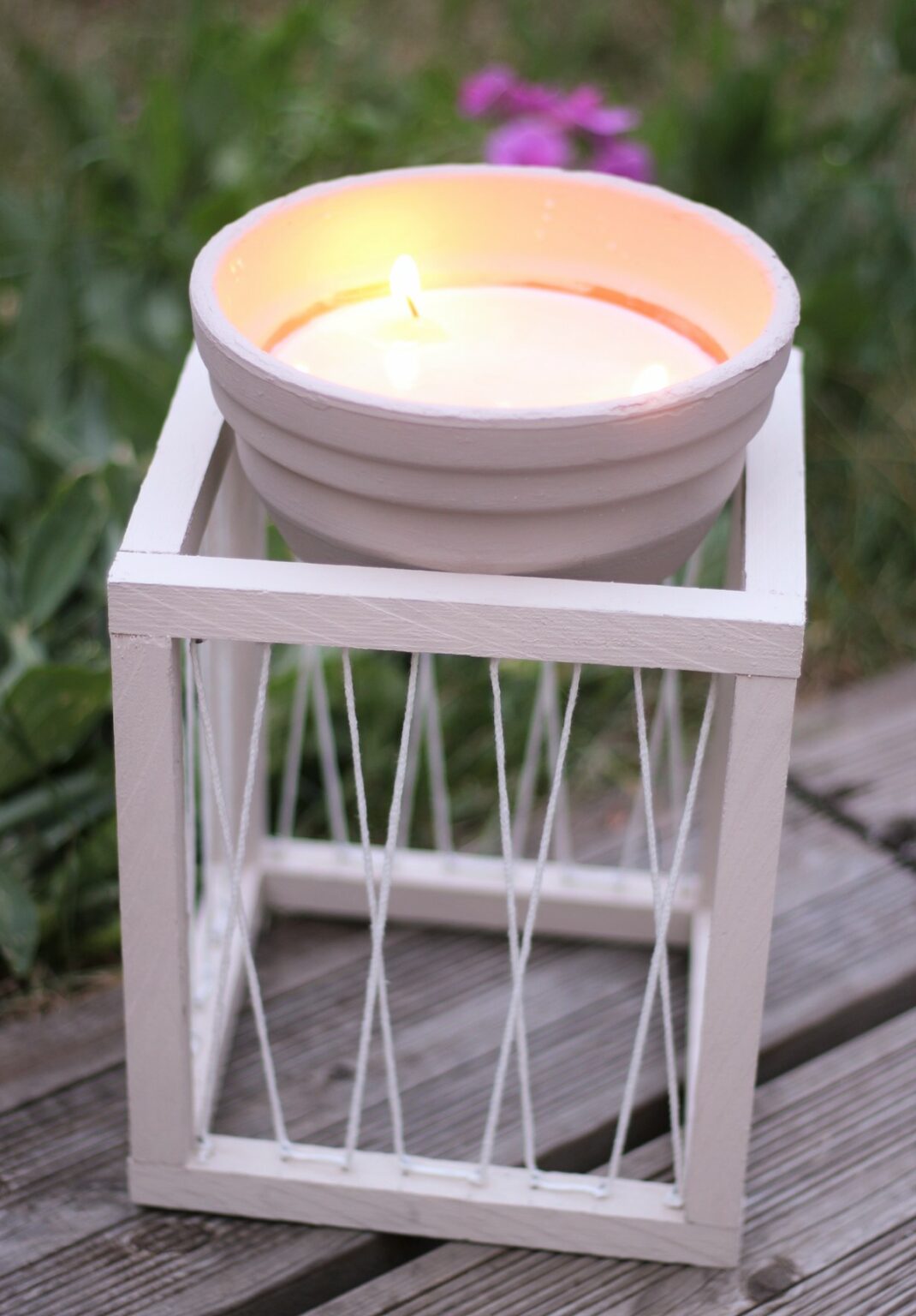 fabriquer un support extérieur pour plante bougie parfumée anti-moustique