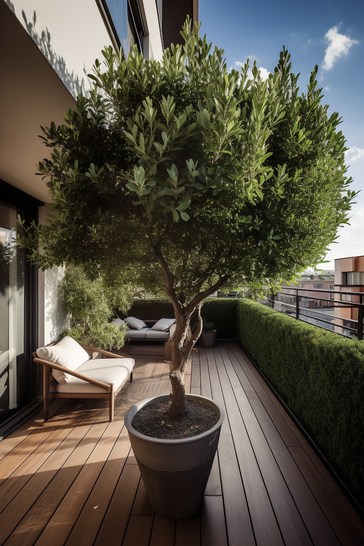 rooftop paris olivier plante arbre vivace sol bois