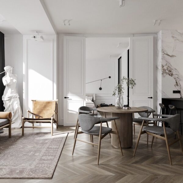 appartement noir blanc bois décoration intérieure style parisien - blog clem around the corner