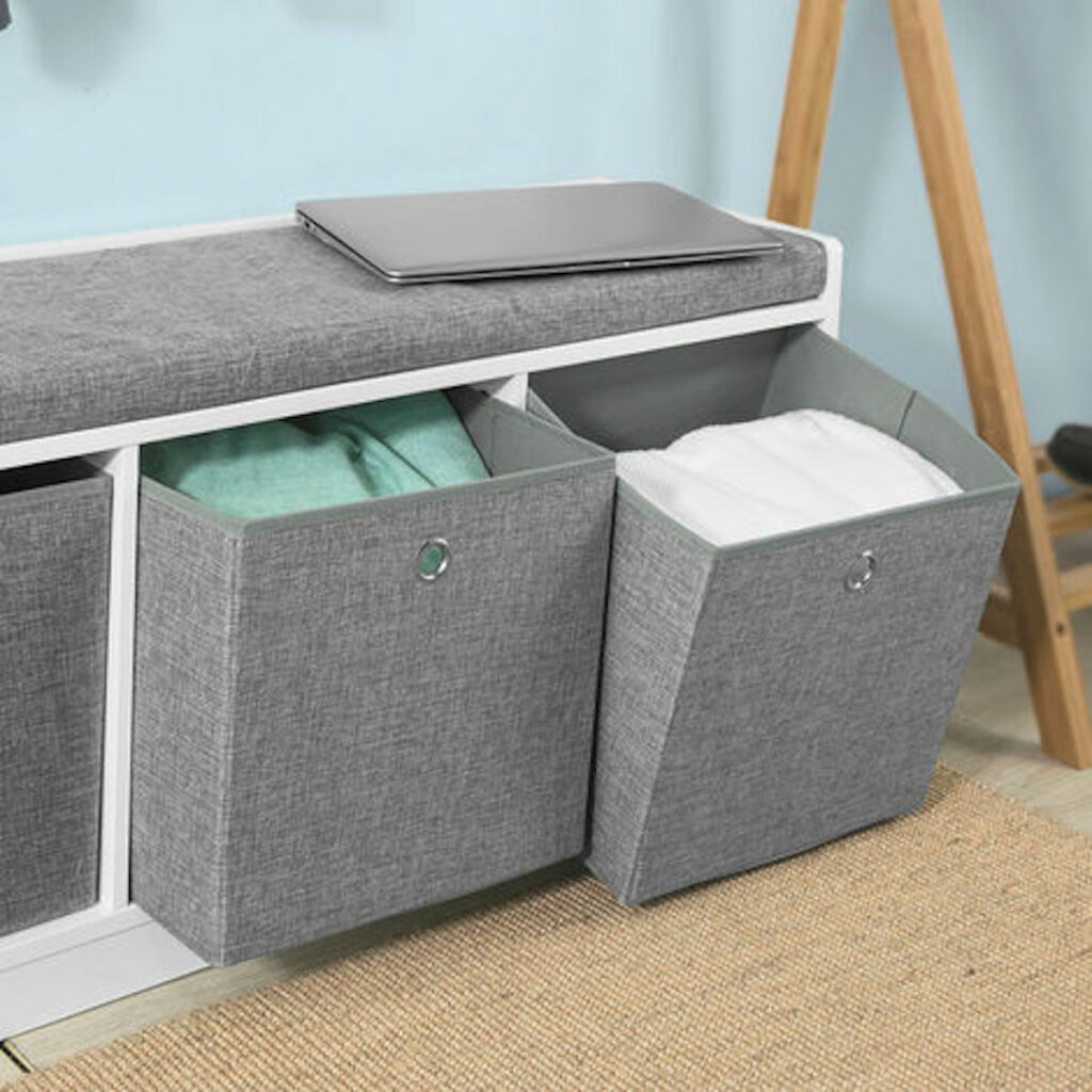 banc de rangement avec coussin rembourré meuble entée - blog déco - clematc