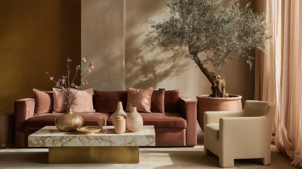 ocre nude camaieu - blog déco séjour