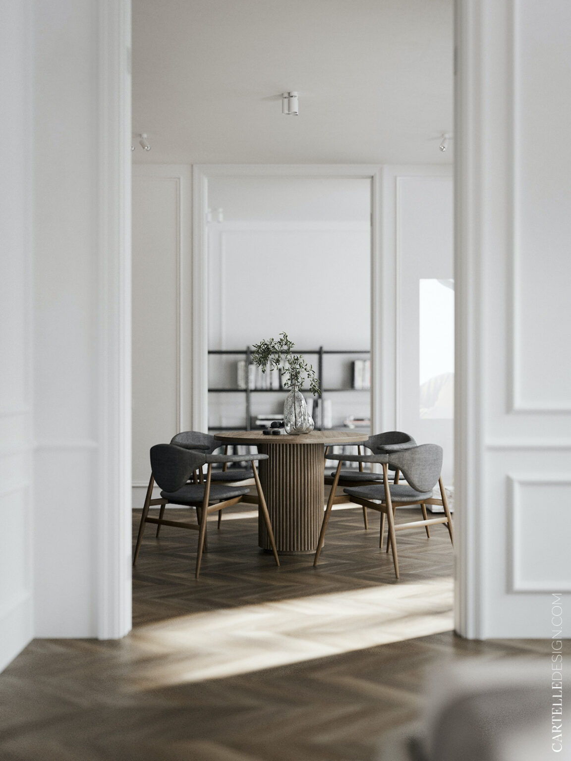 salle à manger table ronde 4 personnes style scandinave rétro design