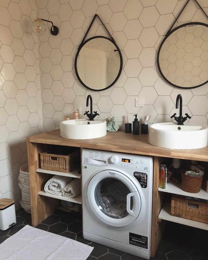salle de bain déco scandinave industrielle lucie double vasque