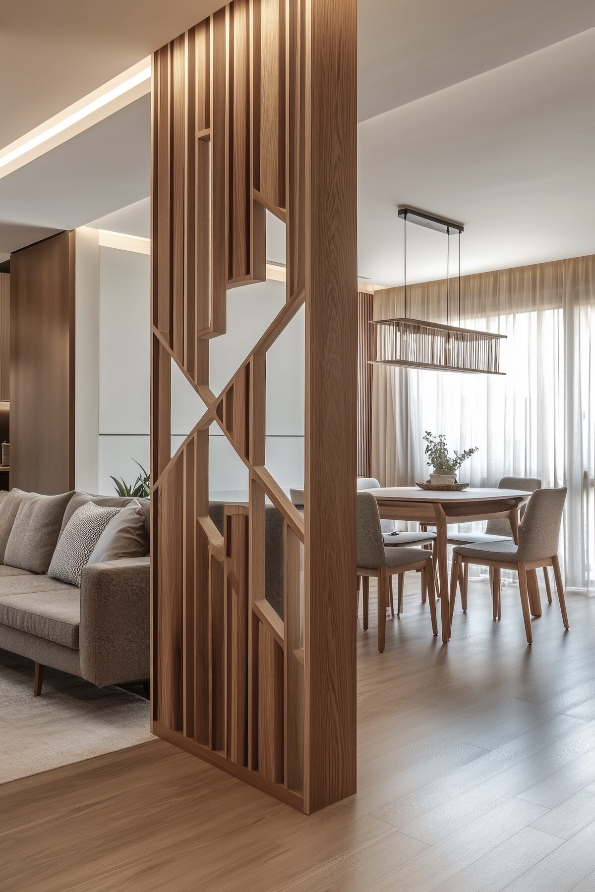 claustra design salon salle à manger bois massif