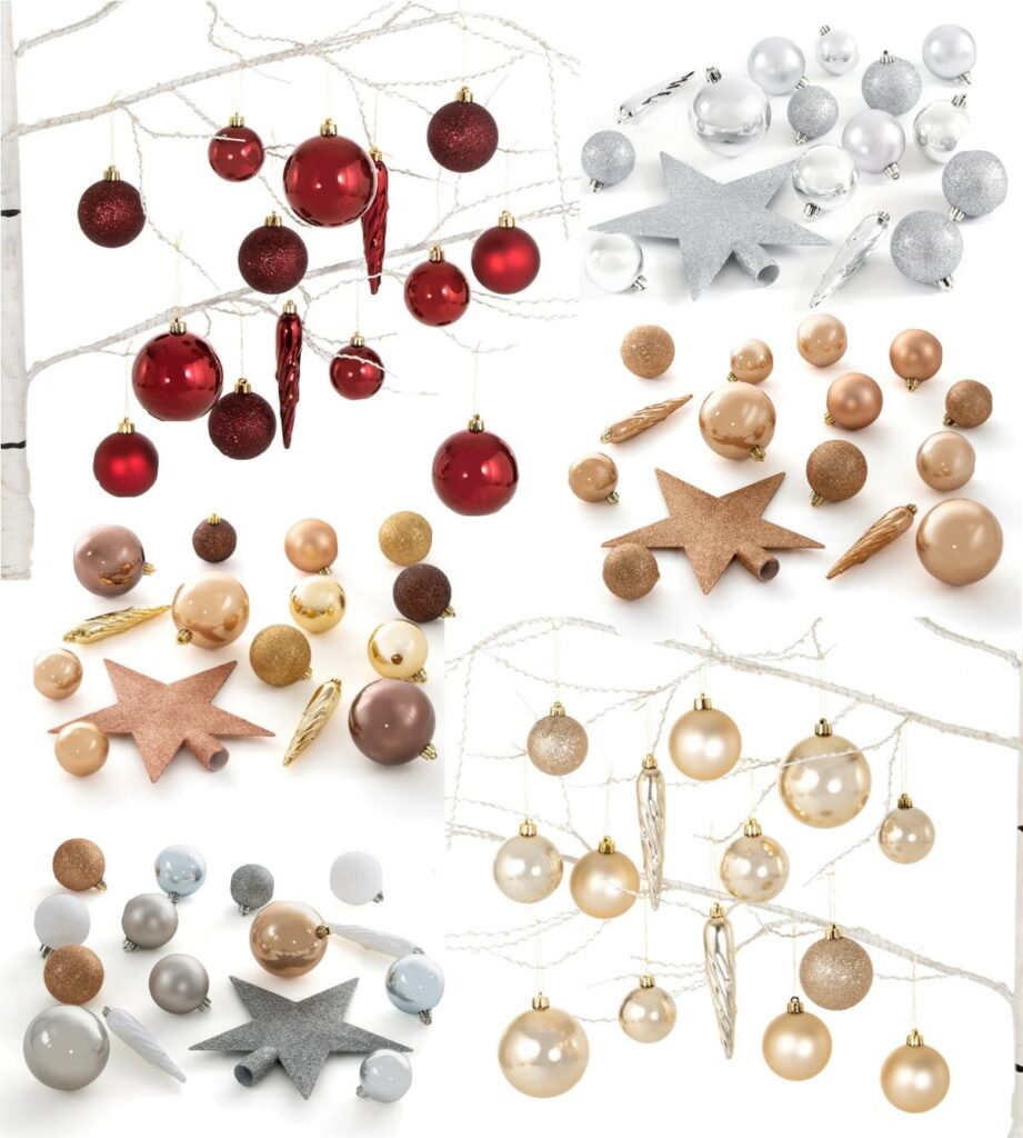 lot boule étoile sapin pas cher doré cuivre bronze argenté