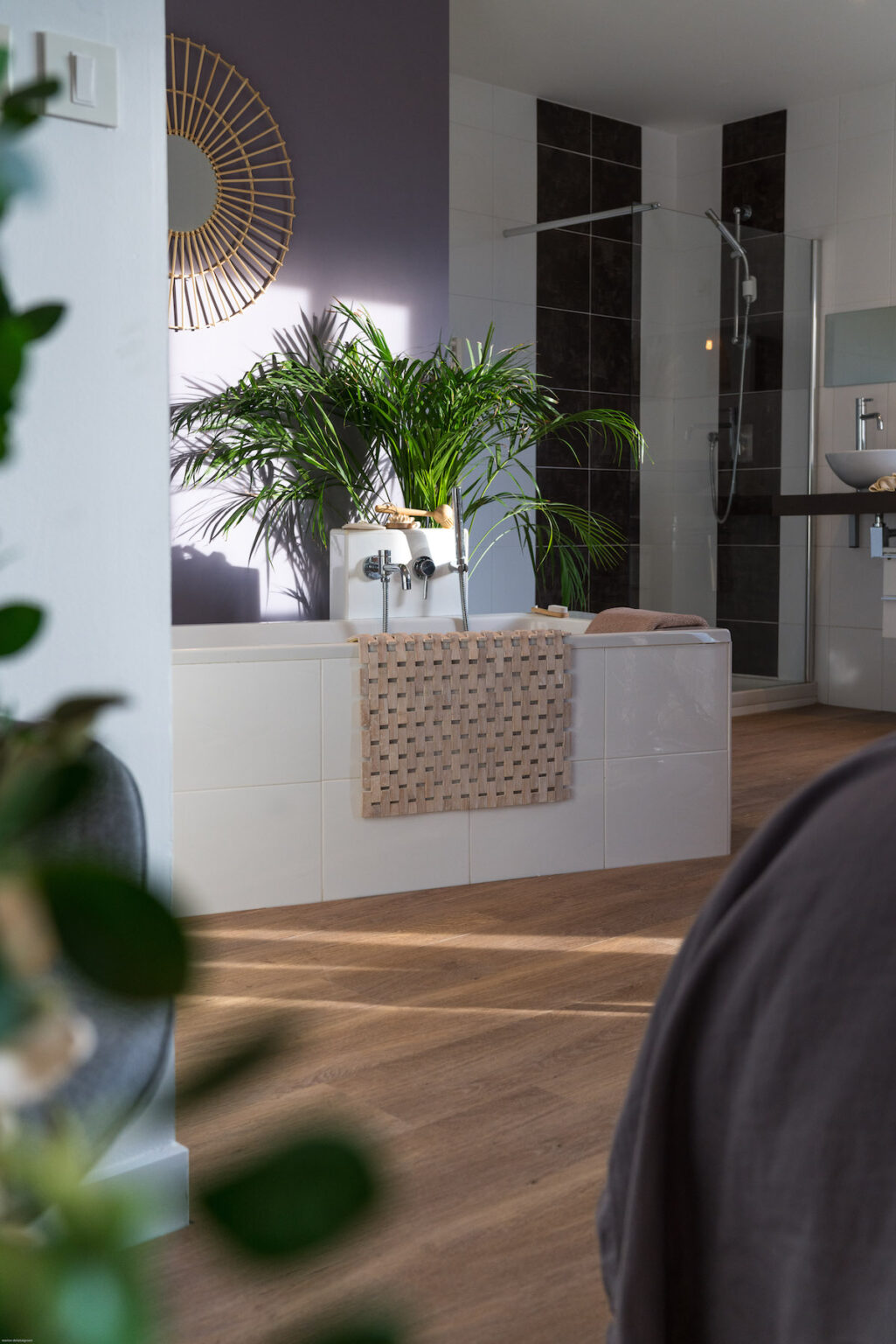 quel sol choisir style imitation bois parquet pour pièce humide salle de bain ouverte chambre