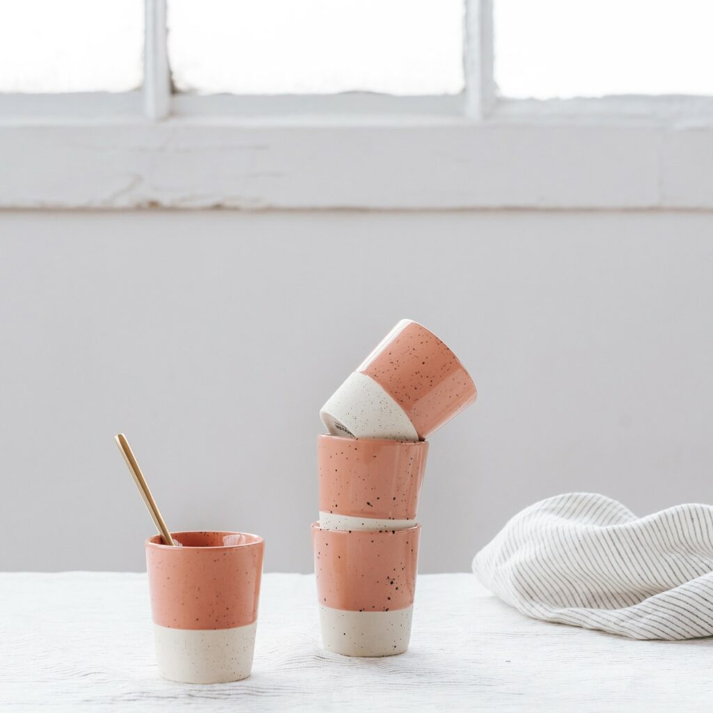 tasse café bicolore rose blanc grès naturel blog deco