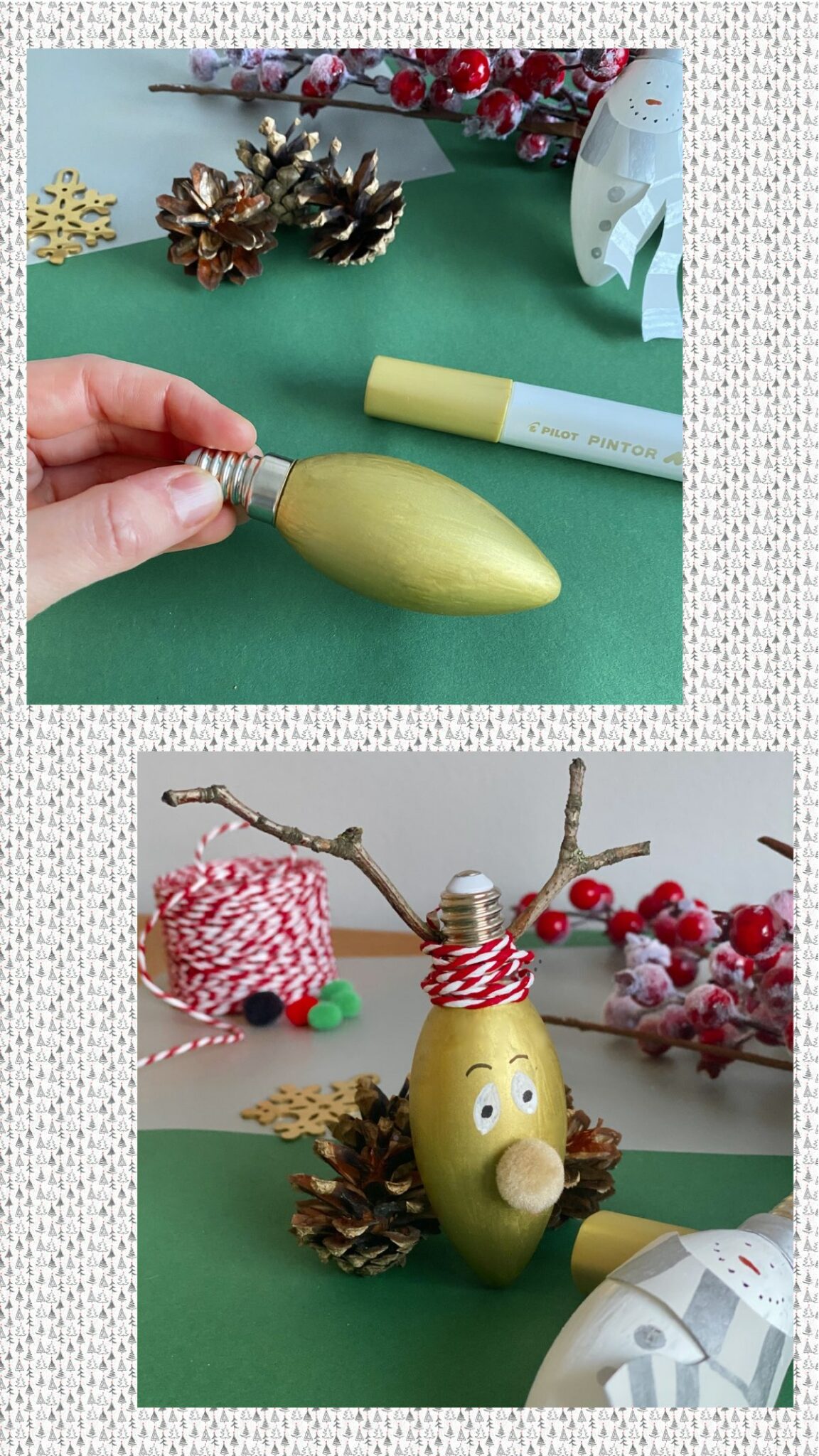 upcycling déco de noël renne doré blog création déco diy