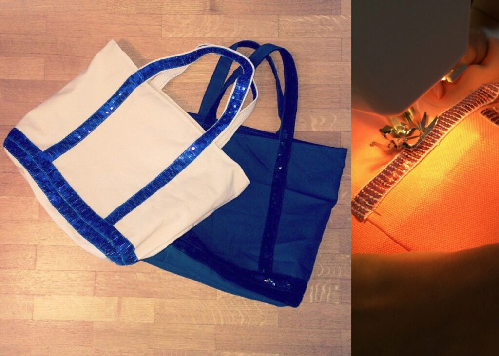 tutoriel couture gratuit template sac cabas plage Vanessa bruno tissu sequin - blog diy