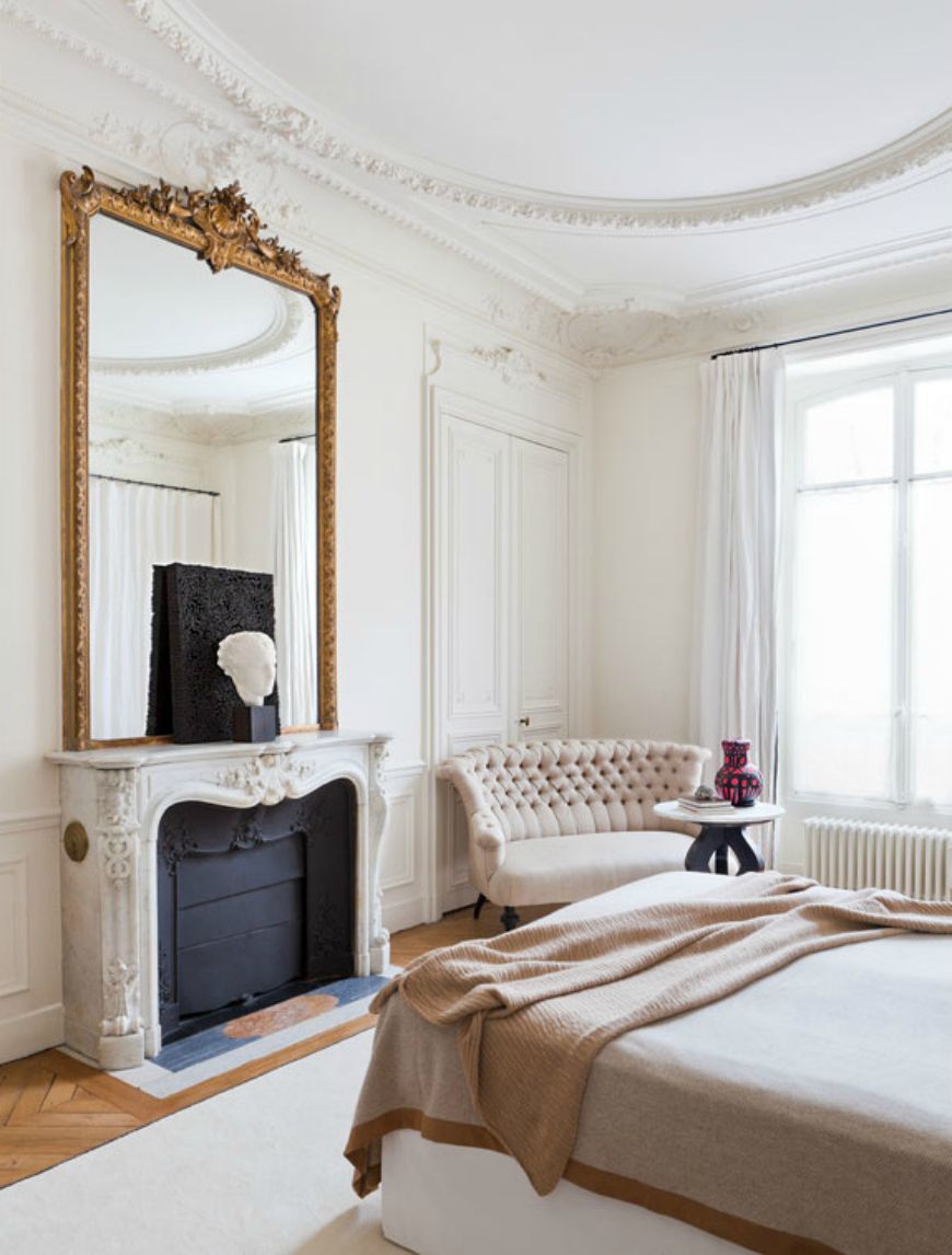 chambre vintage élégante beige crème canapé rétro