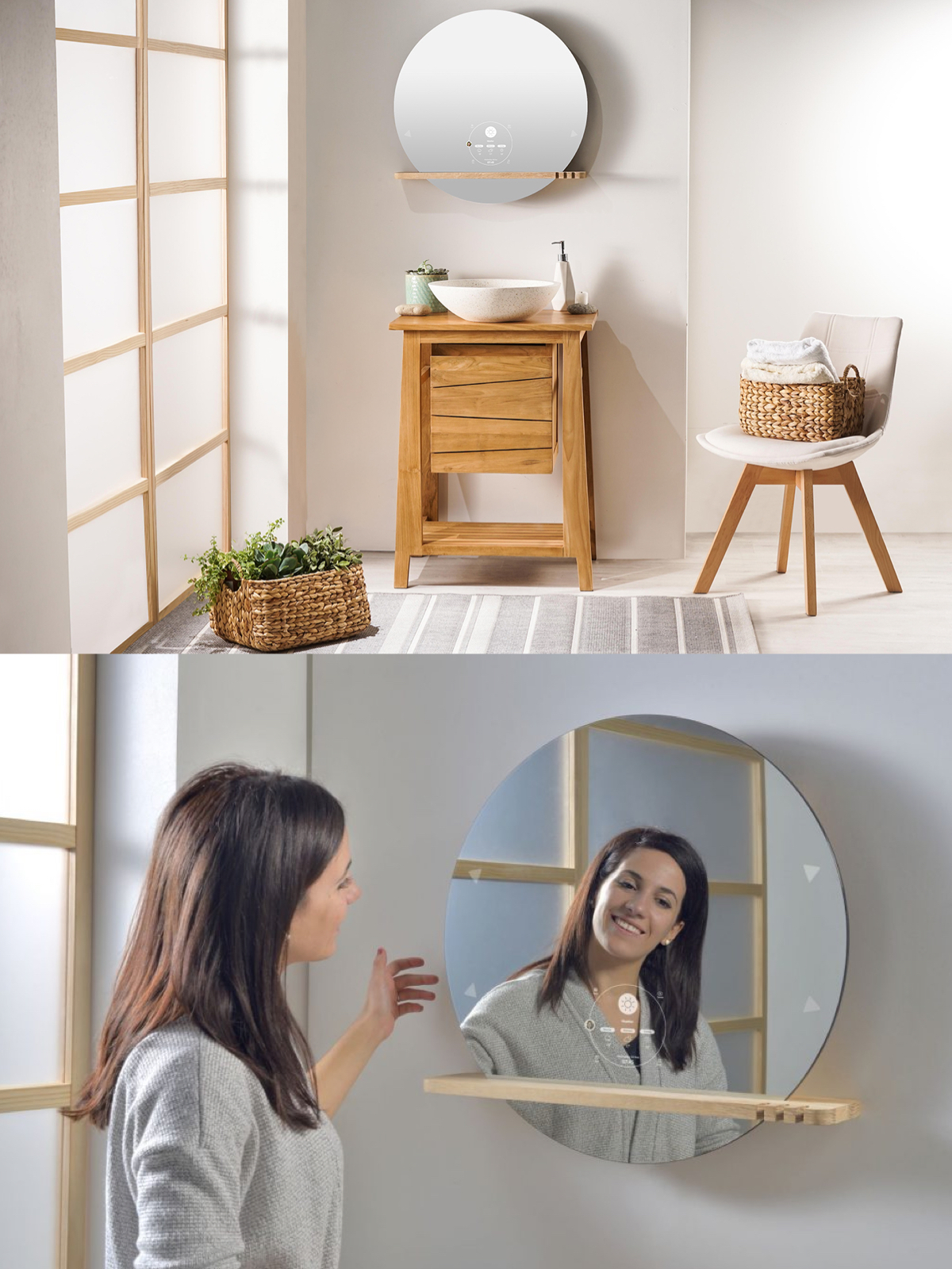 miroir intelligent rectangulaire rond bois design avis ekko Miliboo