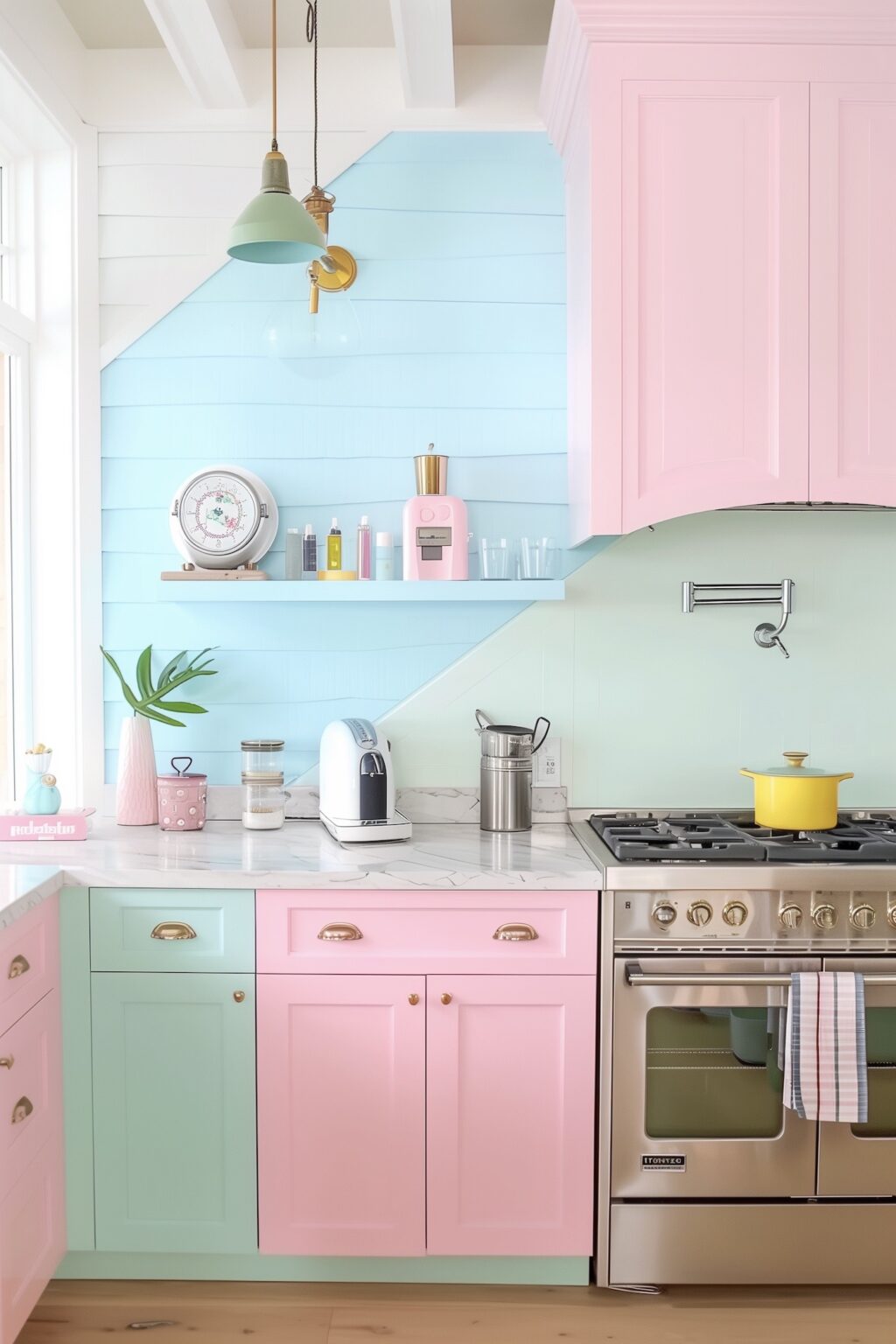 décoration cuisine pastel multicolore pop - blog déco
