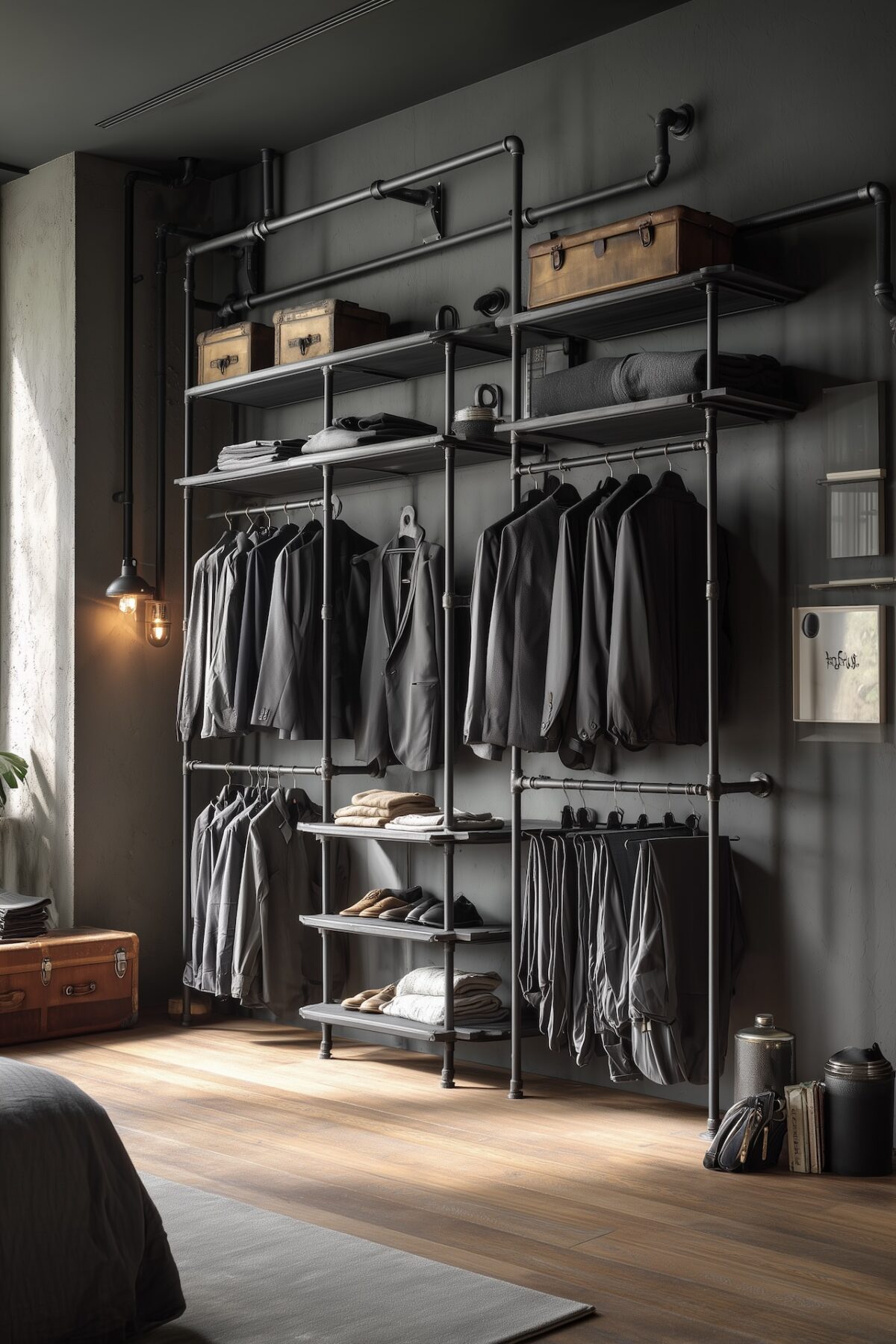 portant à vêtements modulable tube acier style loft