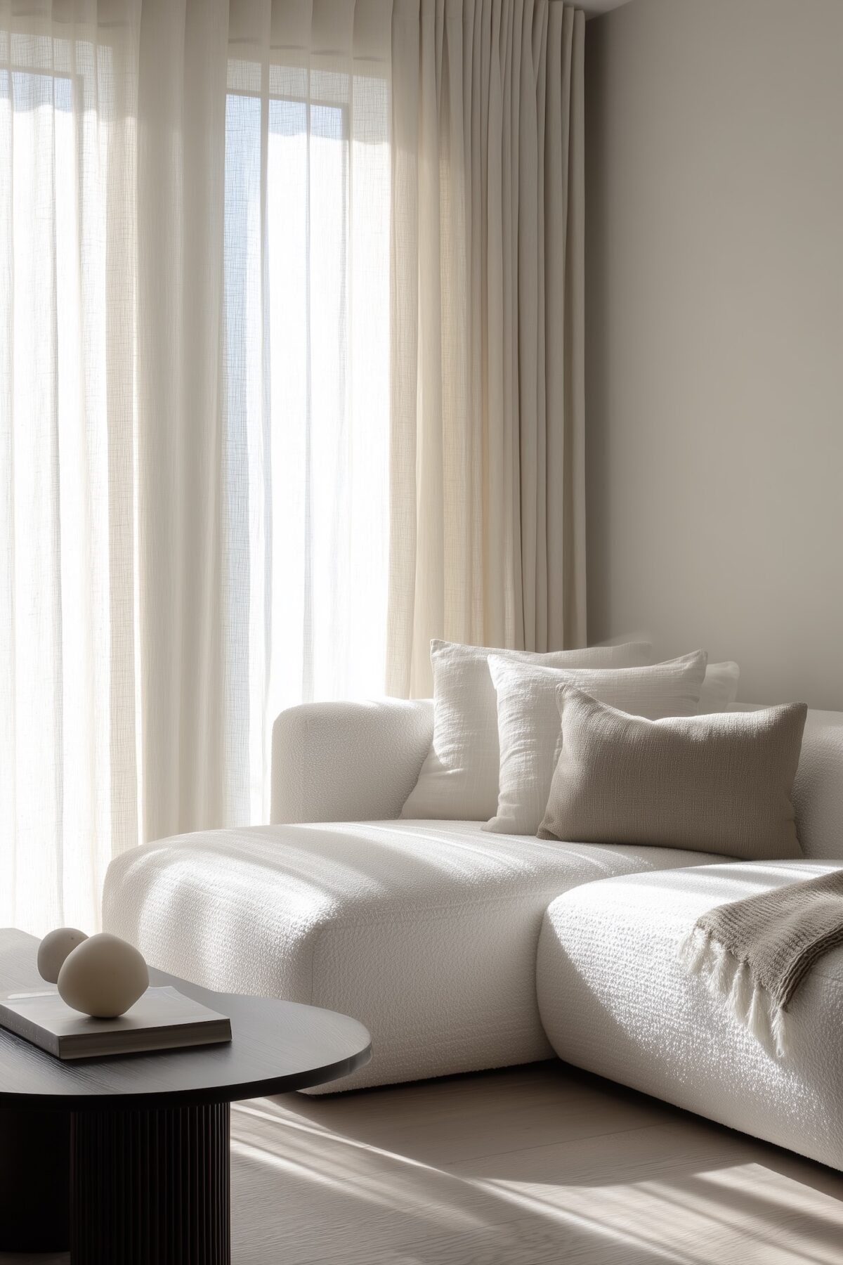 canapé lit n L blanc bouclettes design