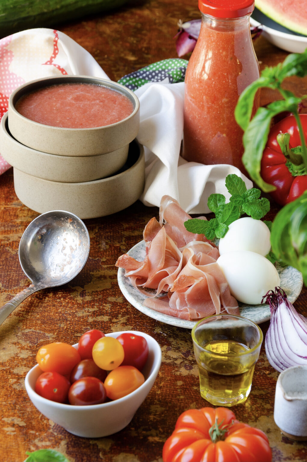 que faire avec concombre pastèque tomate poivron jambon cru