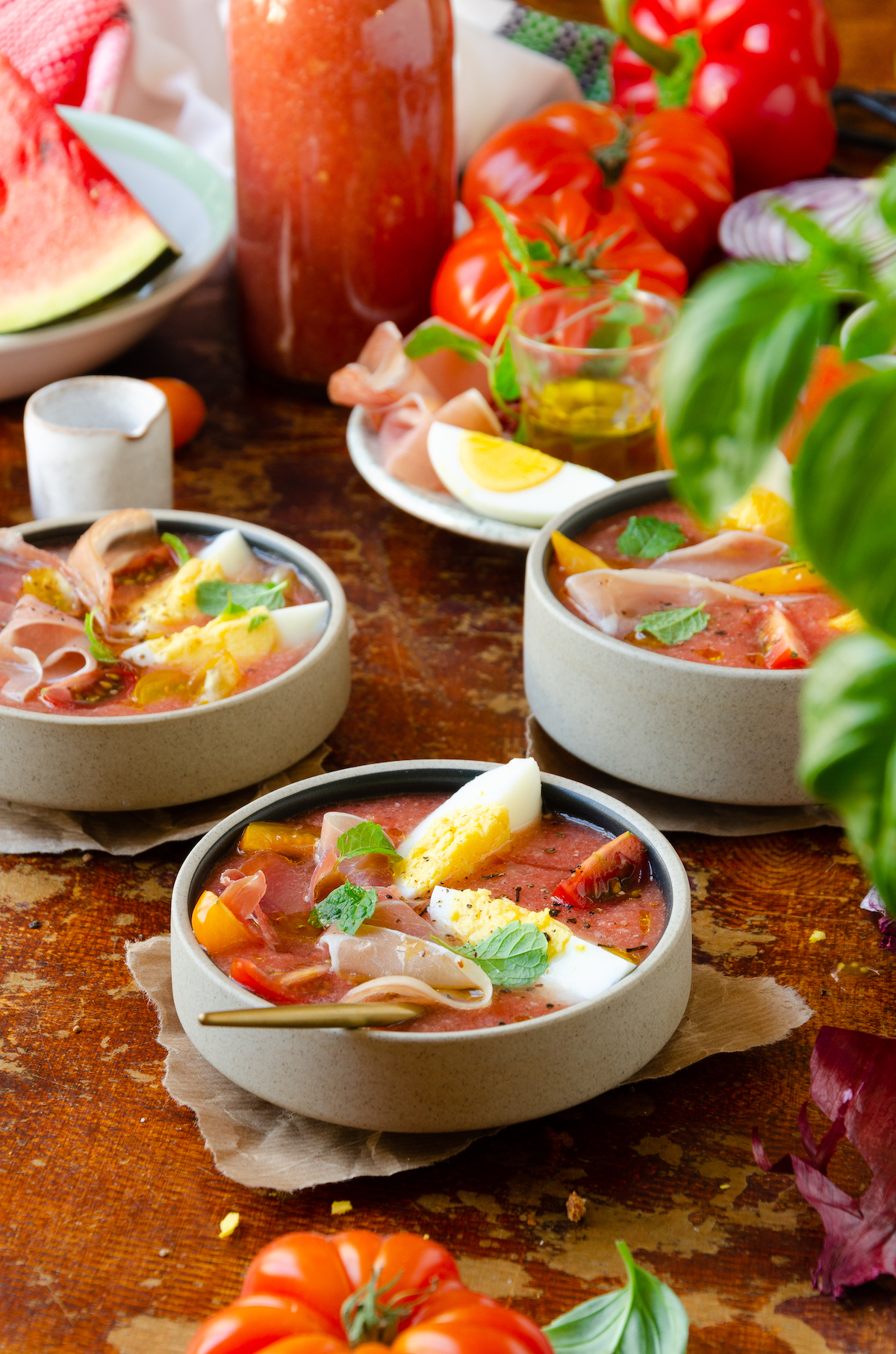 repas sain estival recette soupe froide espagnole tomate pastèque