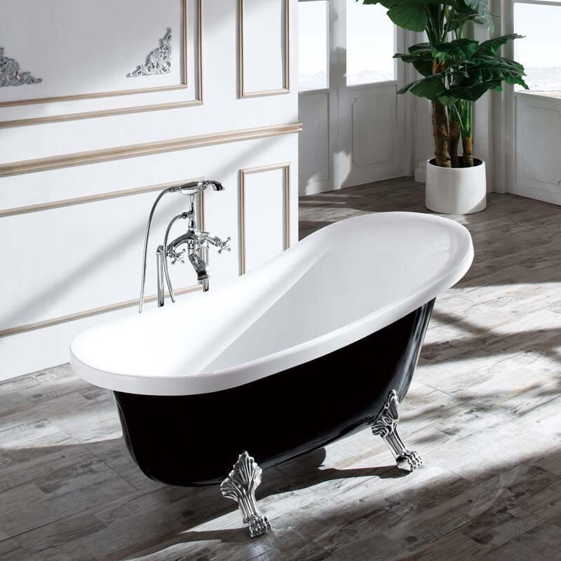 baignoire ilot ovale noire meuble salle de bains rétro