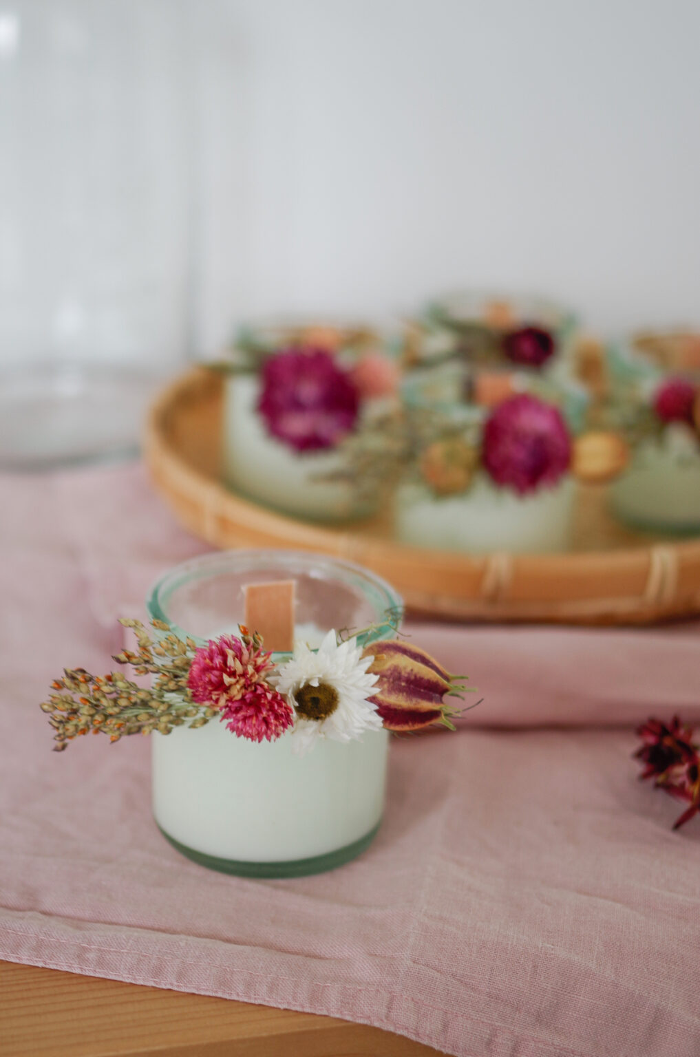 centre table fait-main bougie invité mariage