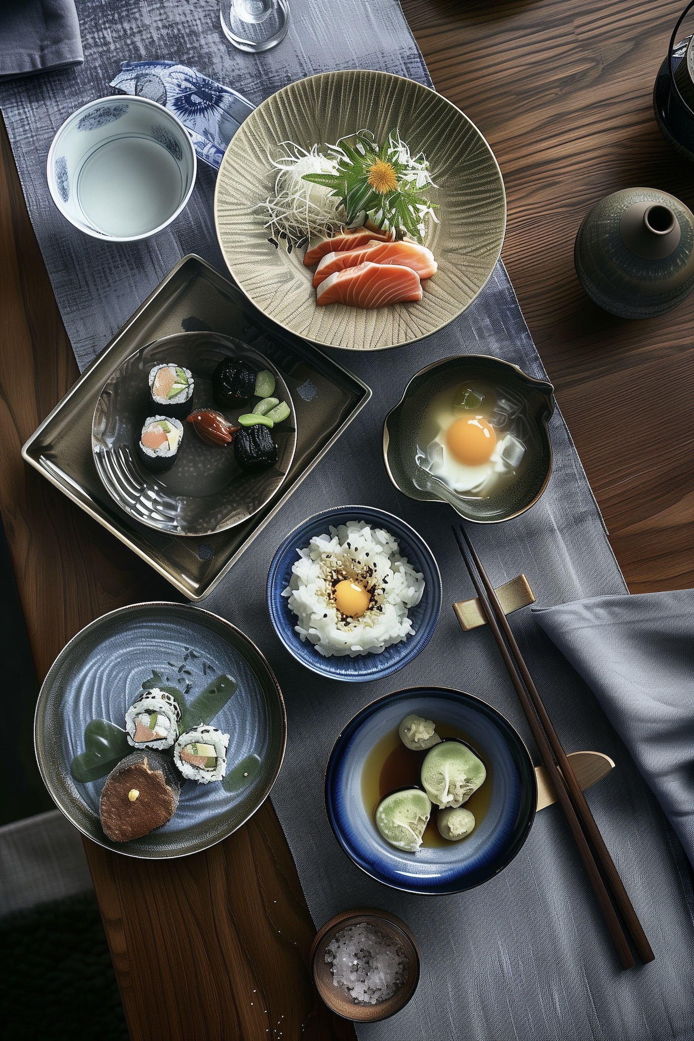menu repas japonais traditionnel flat lay