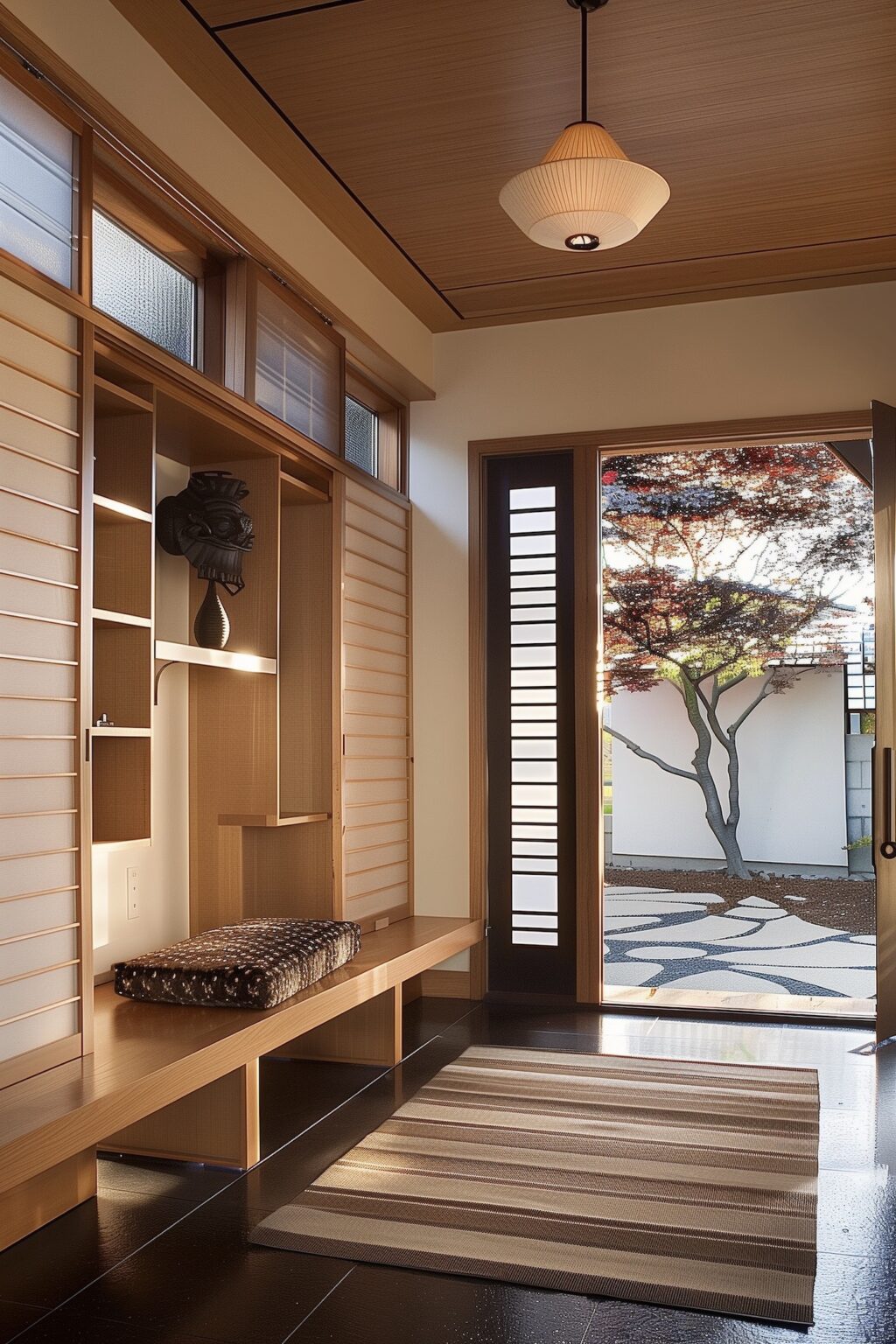 meuble entrée déco japonaise rangement bois