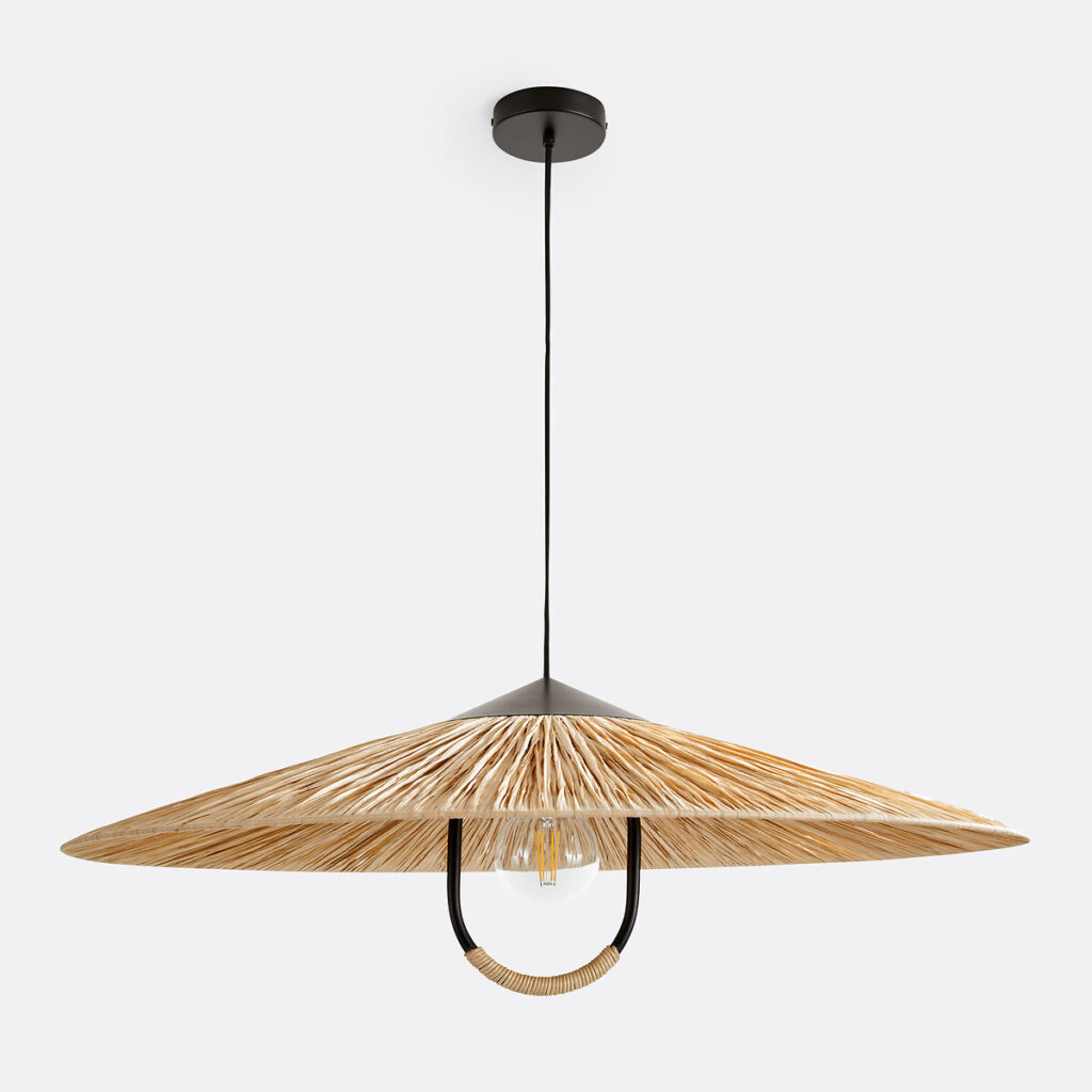 suspension raphia métal noir design