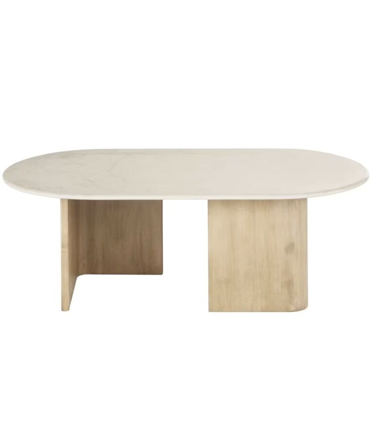 table basse à étages imitation travertin bois