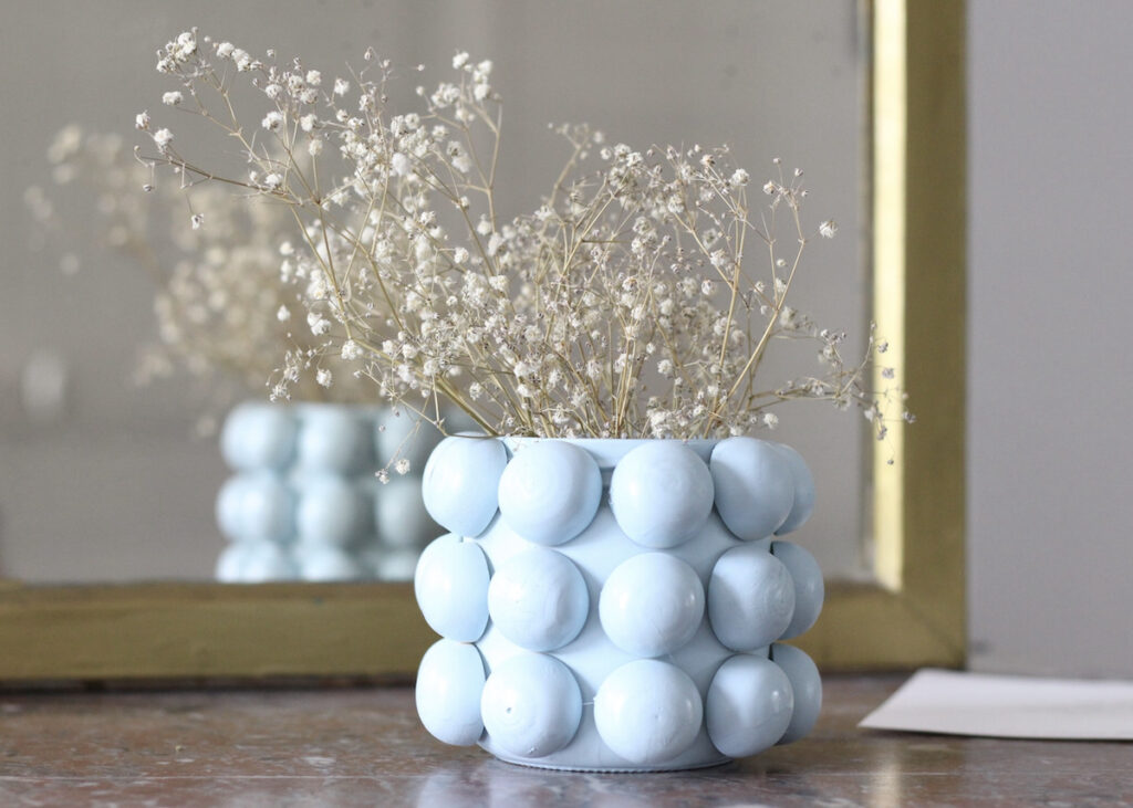vase bulle blanc verre bois diy - blog déco - clem