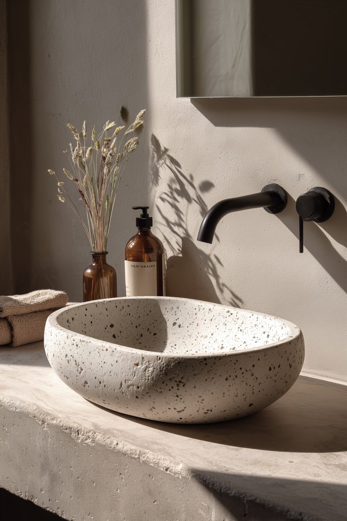 vasque terrazzo plan travail pierre rustique