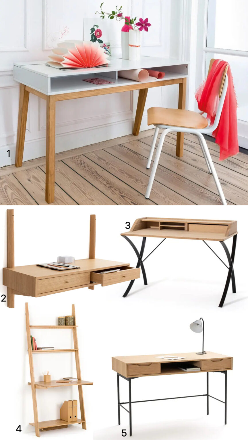 meuble bureau bois massif chambre enfant ado design