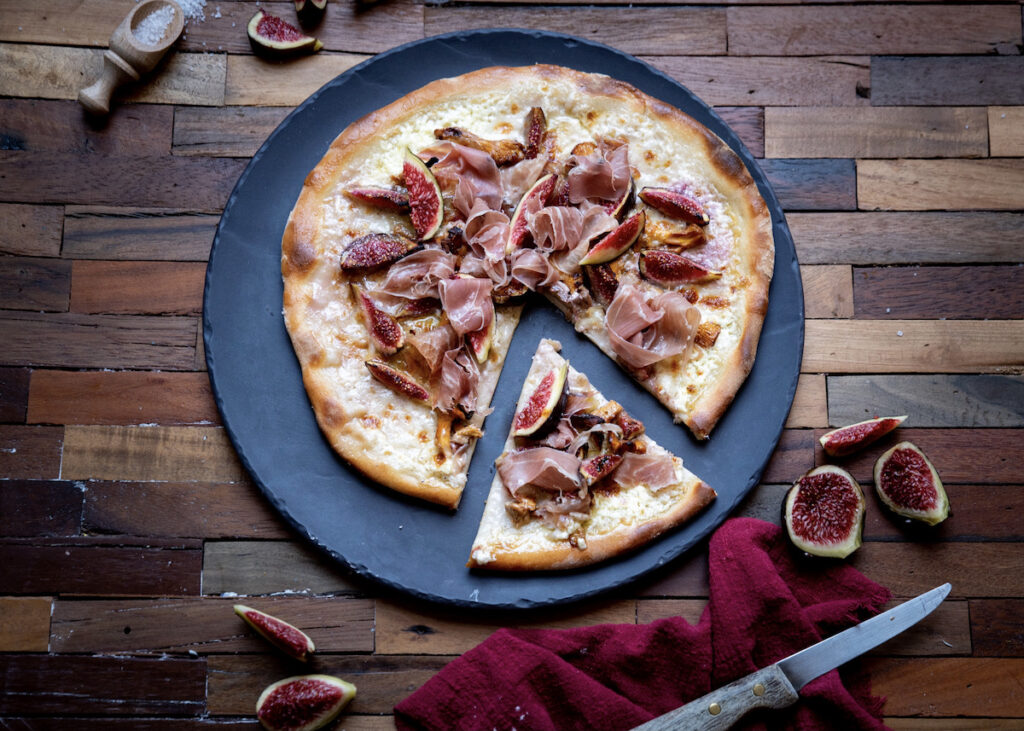recette sucré salé figues fraiches pizza girolles