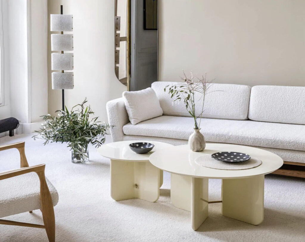 Canapé droit bouclette blanc Made in Design 3 places