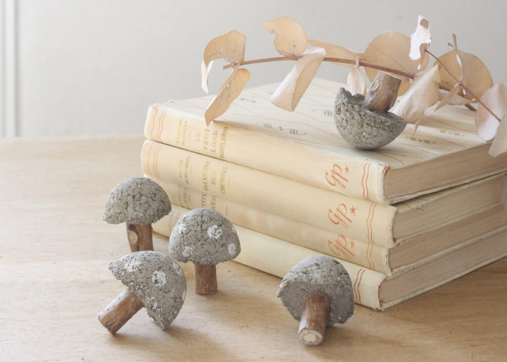 champignons en béton - blog déco diy
