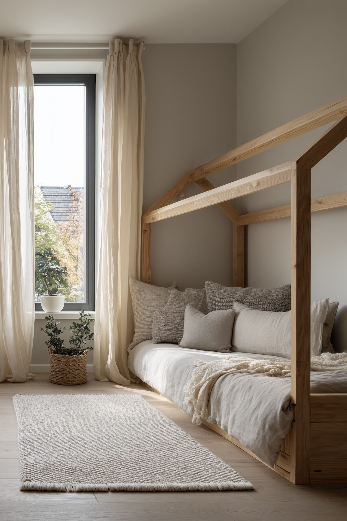lit cabane intérieur chambre enfant forme maisonnette
