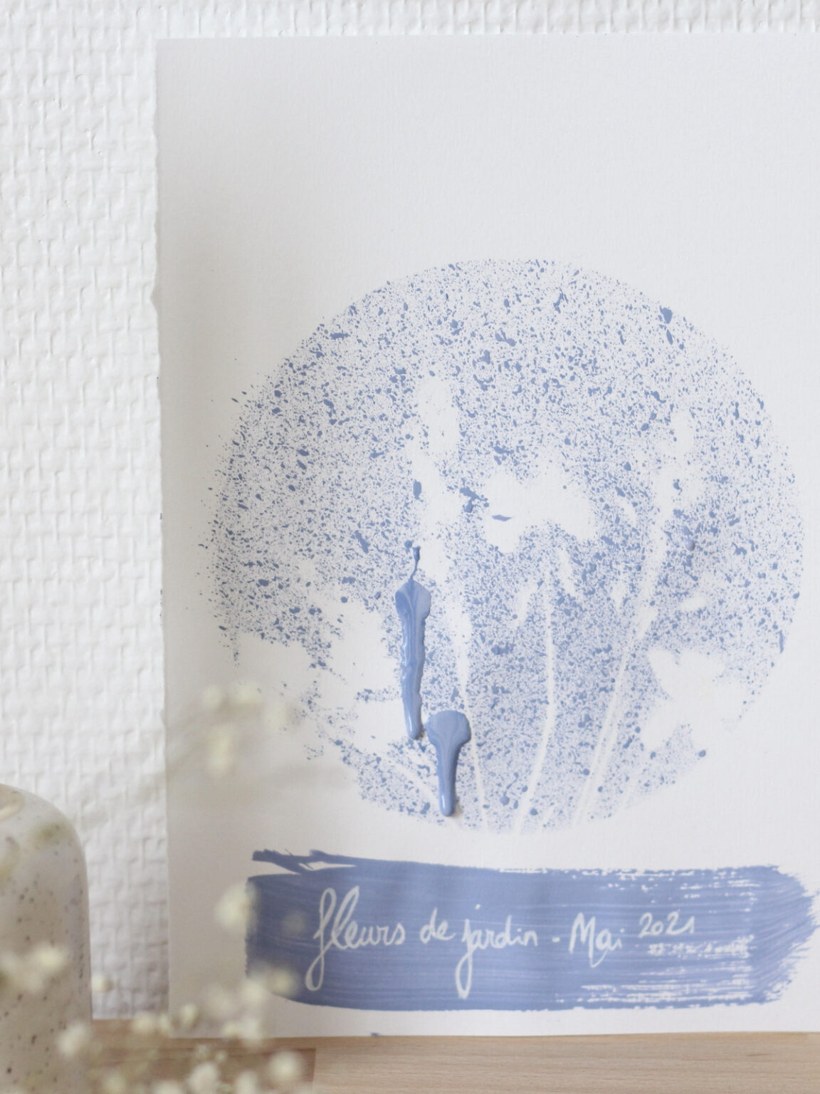 affiche printanière peinture façon herbier mural