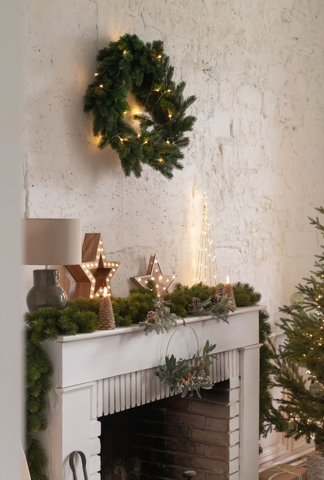 décorer cheminée chambre Noël nature sapin