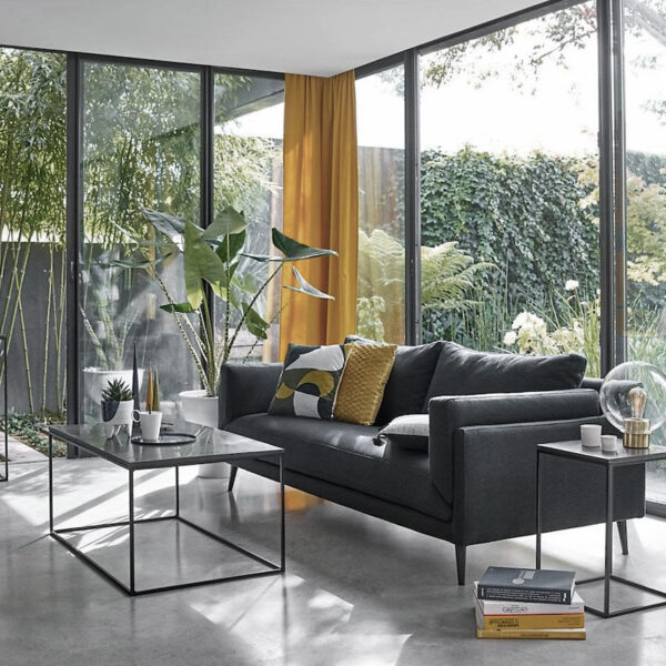 meuble éco-conçu salon table déco noire jaune