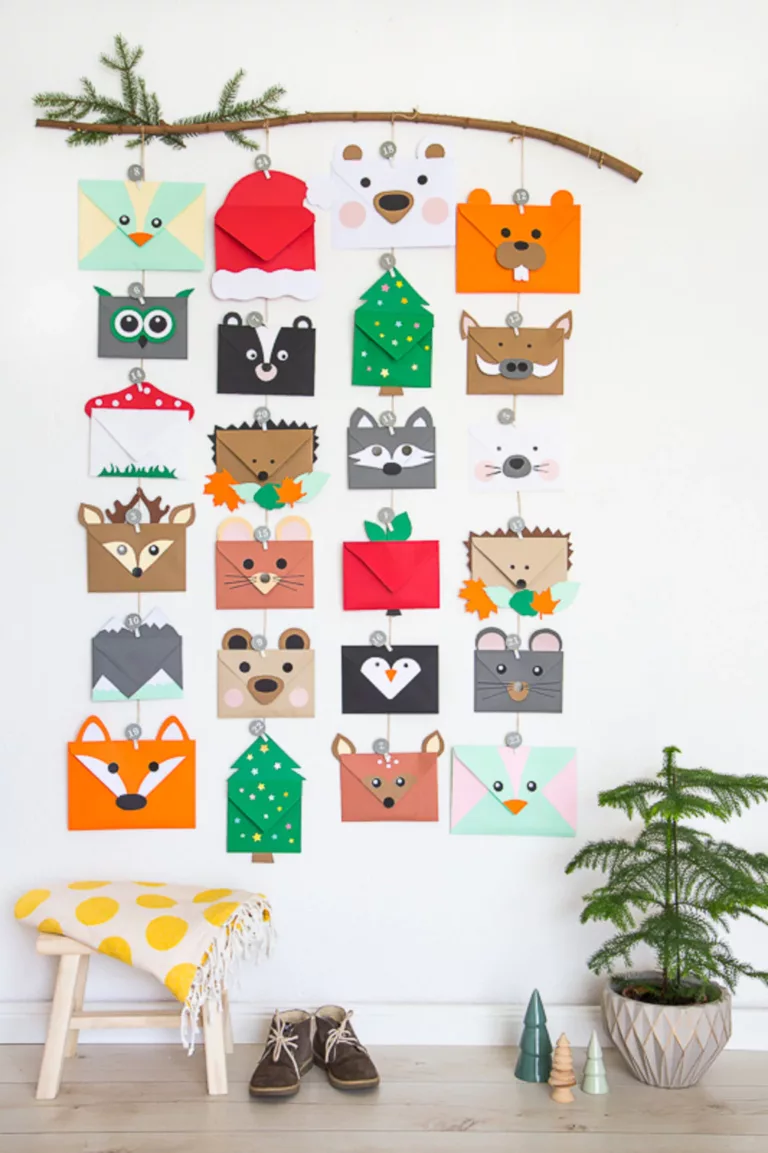 calendrier enveloppe animal coloré deco enfant