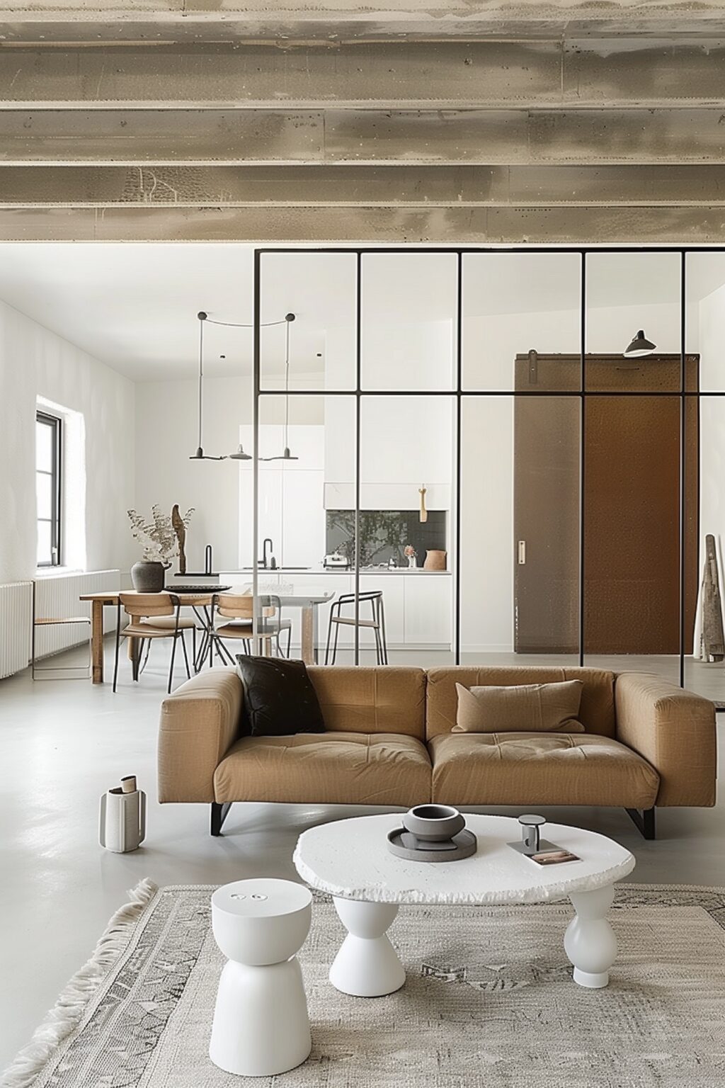 loft verrière minimaliste séjour 30 m2 idée agencement
