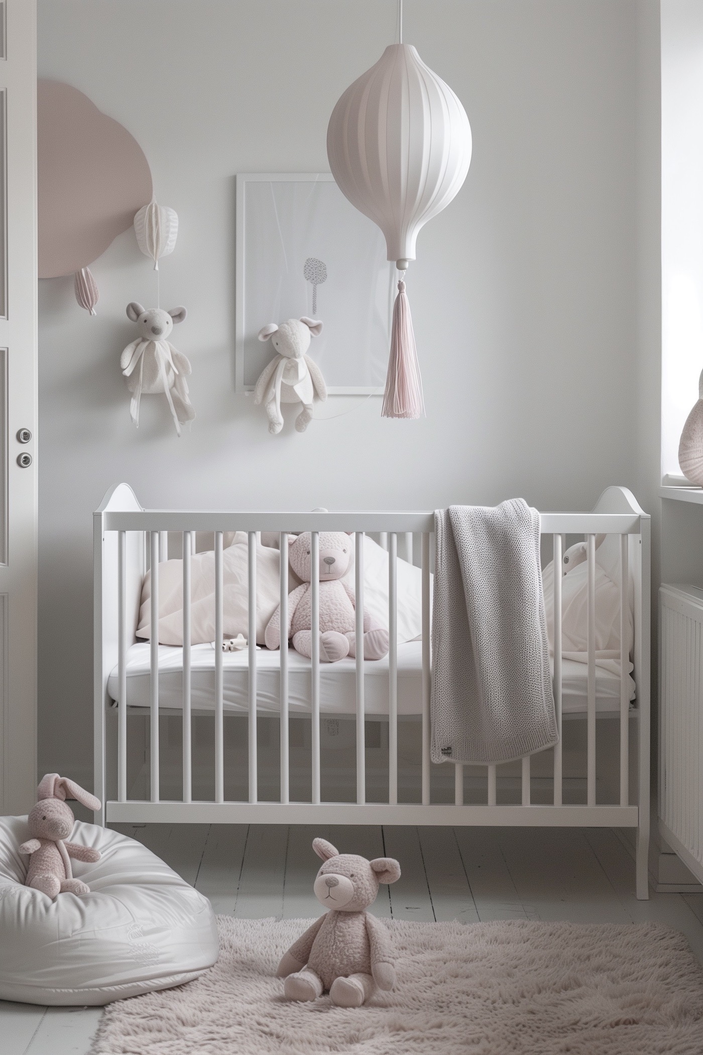 chambre bébé couleur blanc rose pastel délicat