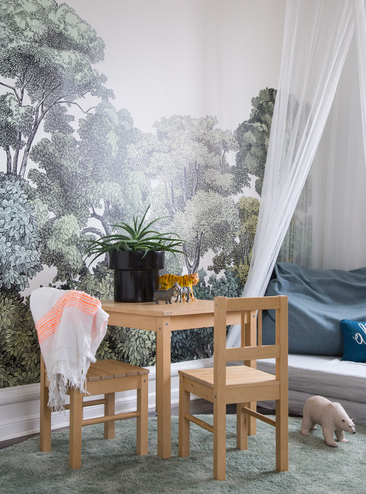 chambre enfant papier-peint panoramique forêt