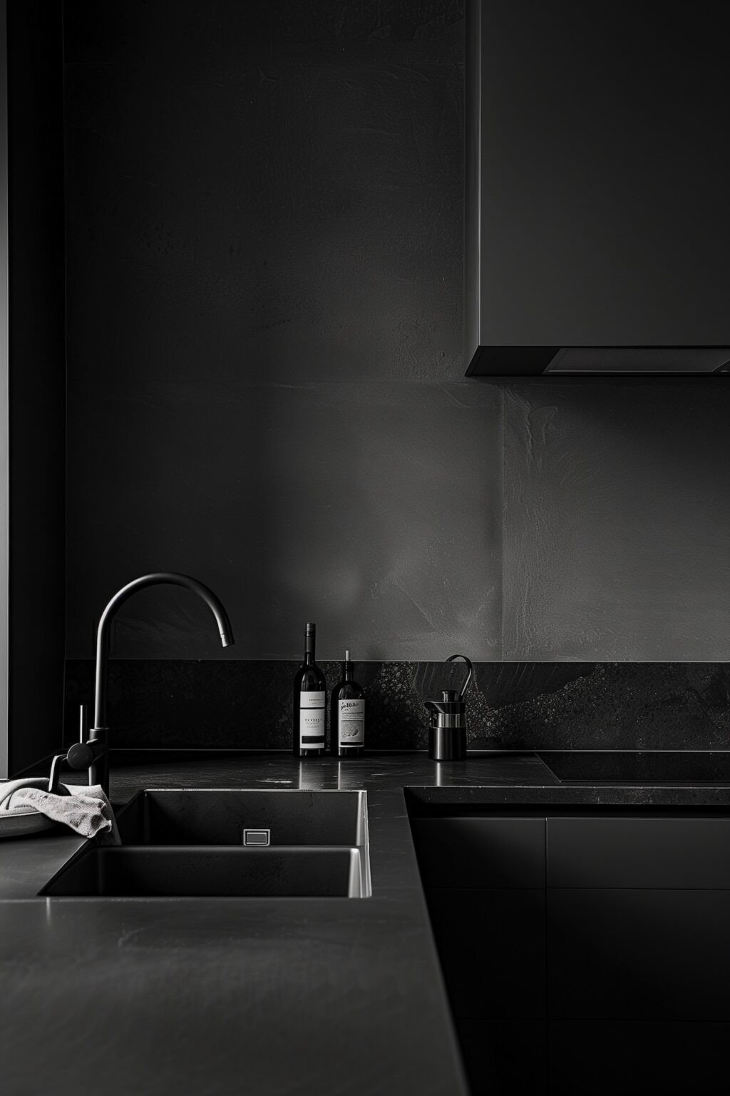 déco. ton sur ton tout noire cuisine