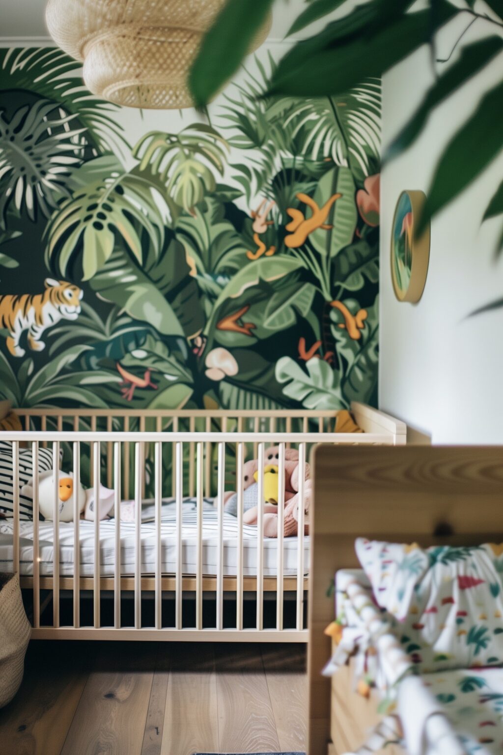 papier-peint jungle animaux grand feuille palmier nature