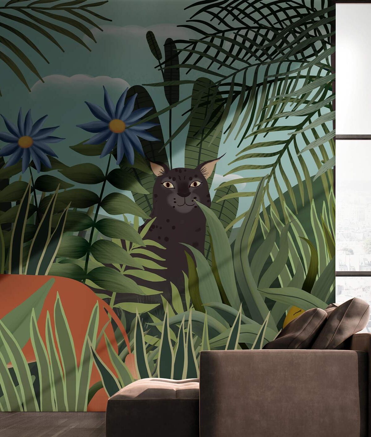 papier peint personnalisé forêt douanier rousseau jungle moderne graphique