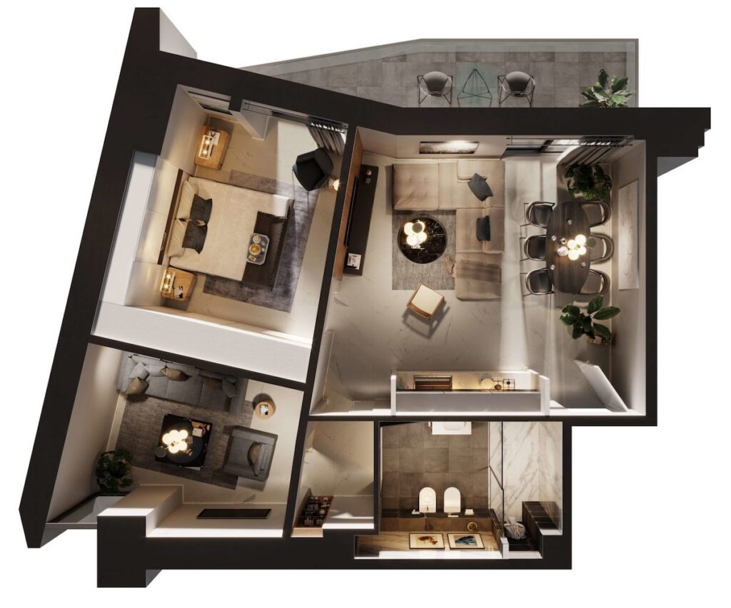 plan 3 pièces à Milan 3d - blog déco clemaroundthecorner