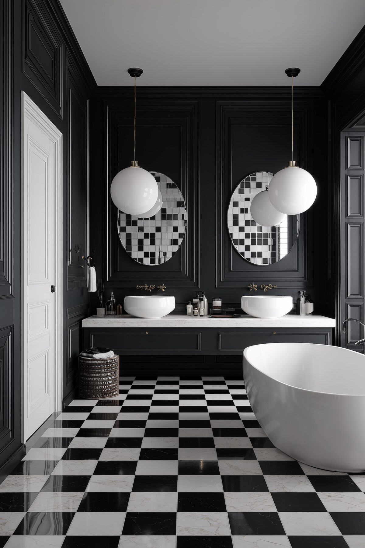 salle de bains moderne sol carreaux ciment appartement parisien