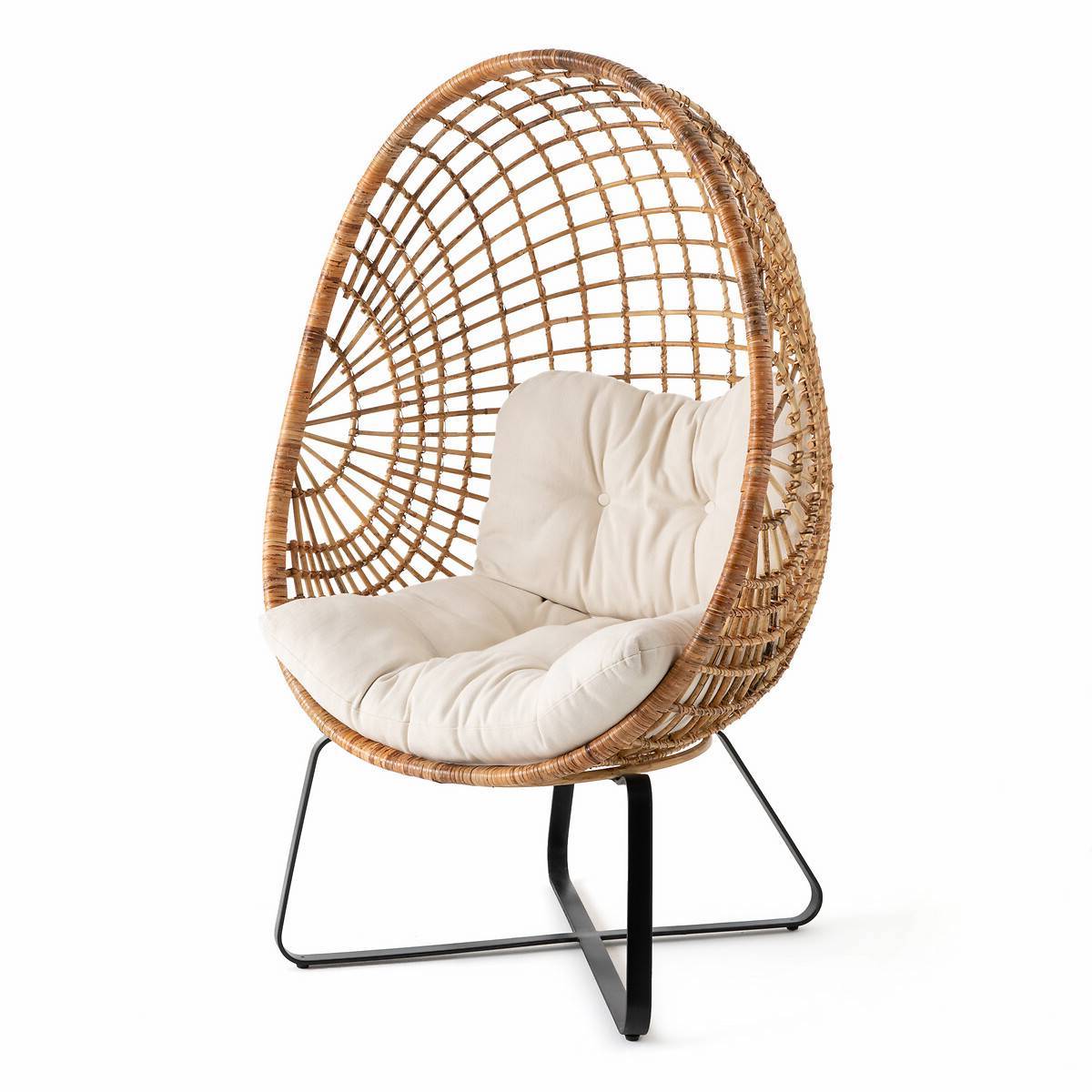soldes La Redoute fauteuil oeuf sur pied rotin osier