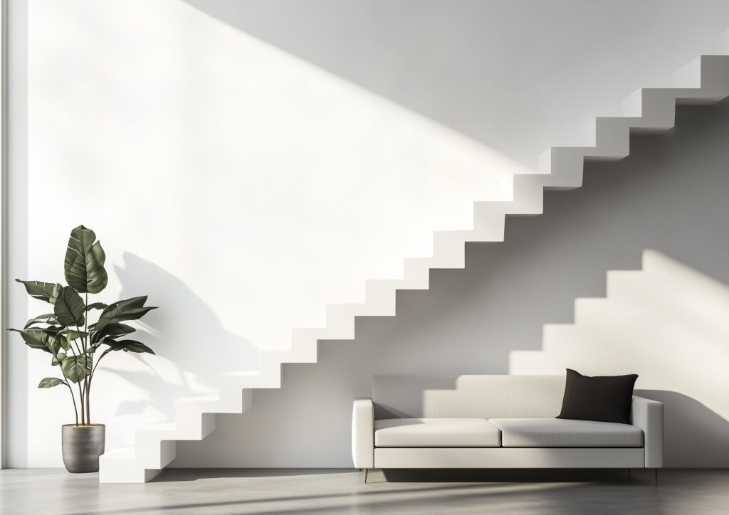 escalier blanc béton architectural - blog déco